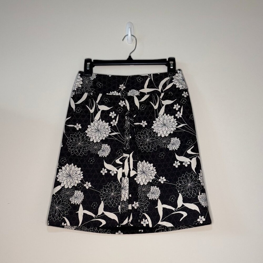 Ann Taylor LOFT Brown Floral Patterned Skirt with Pockets Size 0